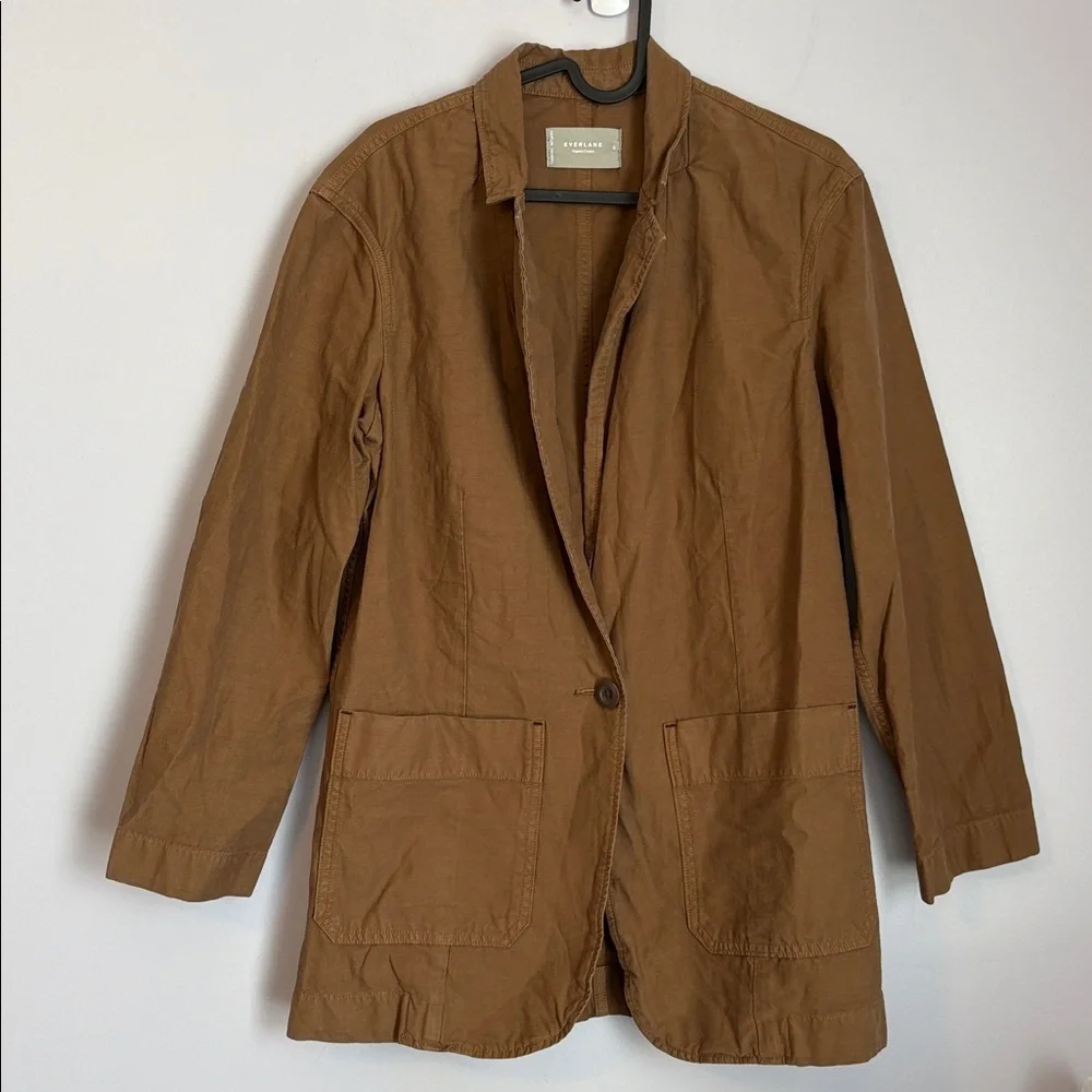 Everlane Fatigue Blazer size S Oversized Walnut Brown Organic Cotton Linen